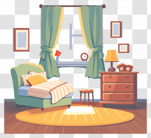 Bed Room - Cozy Bedroom Interior Transparent PNG