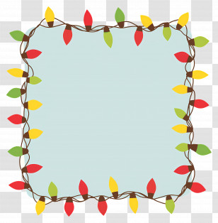 Christmas Lights Frame - Colorful String Lights Decoration Transparent PNG