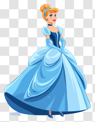 Cinderella - Charming Blue Princess In A Gown Transparent PNG