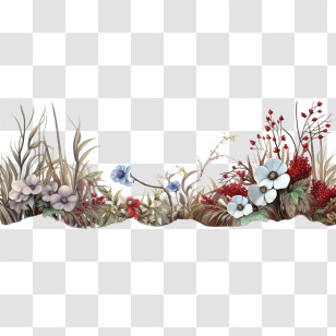 Winter Border
 - Decorative Plants And Flowers Illustration Transparent PNG