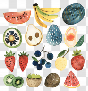 Food - Assorted Watercolor Fruits Collection Transparent PNG