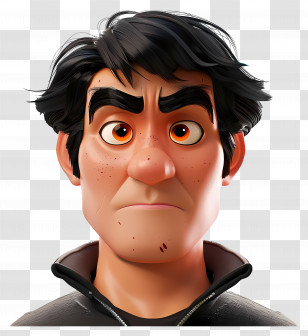 Cartoon Man - Animated Character With Serious Expression Transparent PNG