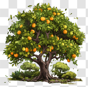 Fruit Tree - Fruitful Orange Tree Illustration Transparent PNG