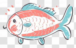 Fish - Cute Cartoon Fish With Red And Blue Patterns Transparent PNG