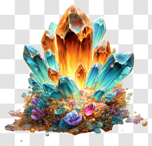 Fantasy Glowing Item - Vibrant Gem Crystal Cluster Transparent PNG