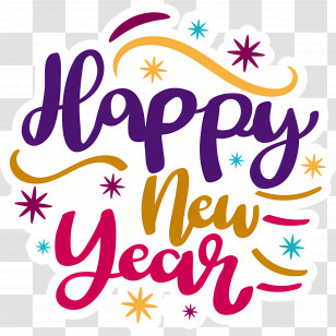 Happy New Year - Happy New Year Festive Typography Design Transparent PNG
