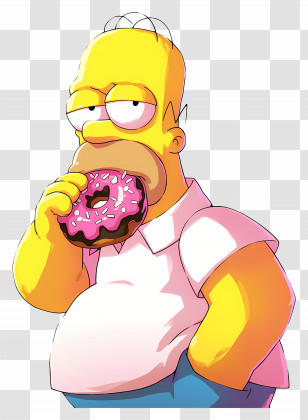 Homer Simpson - Cartoon Man With Donut Character Transparent PNG
