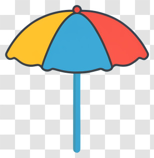 Beach Umbrella - Colorful Sun Umbrella In Cartoon Style Transparent PNG