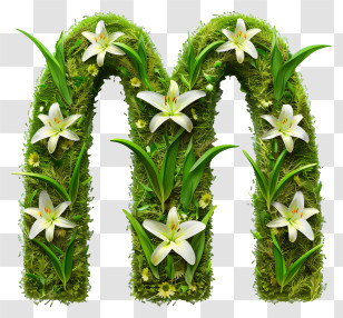 Mcdonalds Logo - Greenery Letter M With White Flowers Transparent PNG