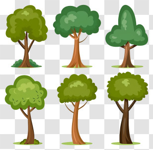 Cartoon - Collection Of Various Cartoon Trees Illustration Transparent PNG