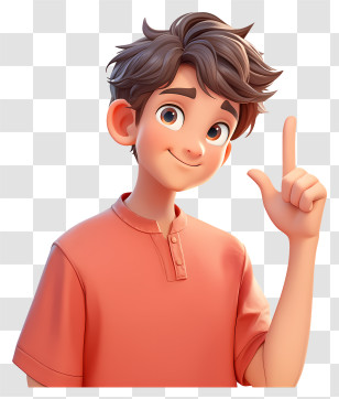 Pointing Up - Cartoon Boy Pointing Upwards Transparent PNG