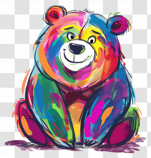 Cartoon Bear - Rainbow Cartoon Bear Illustration Transparent PNG