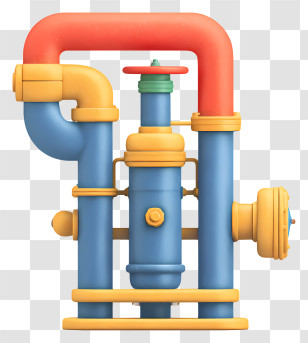 Industrial Equipment With Pipes - Colorful Industrial Pipes Design Transparent PNG