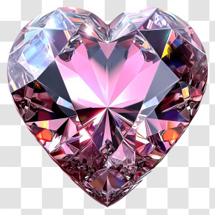 Valentine Heart Diamond Emoji - Pink Gemstone Heart Design Transparent PNG