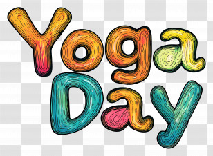 Yoga Day - Colorful Yoga Day Text Transparent PNG