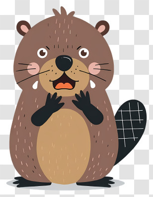 Cartoon Beaver - Surprised Brown Beaver Cartoon Transparent PNG