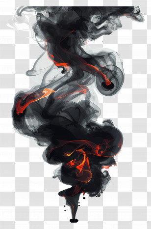 Black Smoke - Abstract Black Smoke With Red Flames Transparent PNG