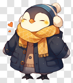 Cute Penguin - Cute Penguin In Cozy Winter Outfit Transparent PNG