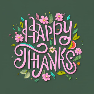 Happy Thanksgiving - Floral Happy Thanks Lettering Design For Thanksgiving Transparent PNG