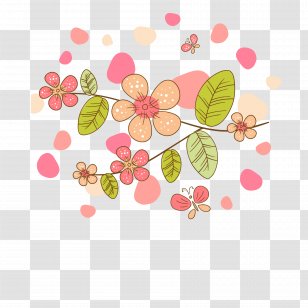 Simple Hand-painted Flowers Cartoon Butterfly Background - Birthday Cake - Pattern Transparent PNG