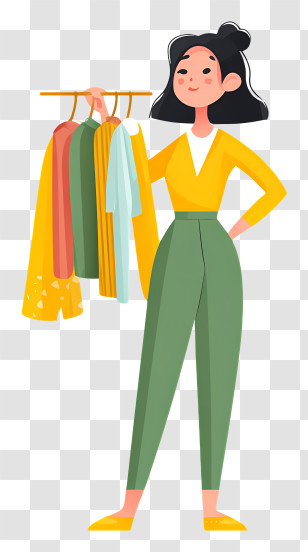 Woman Pressing Clothes - Fashionable Girl With Clothes Transparent PNG
