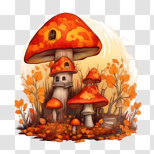 Mushroom House - Autumn Mushroom House Illustration Transparent PNG