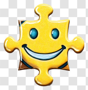 Puzzle Emoji - Smiling Yellow Puzzle Piece Transparent PNG