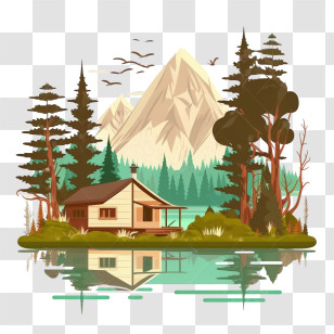 Cabin In The Woods - Scenic Cabin In The Woods Transparent PNG