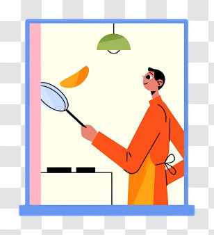 Icon - Man Cooking In Kitchen Transparent PNG