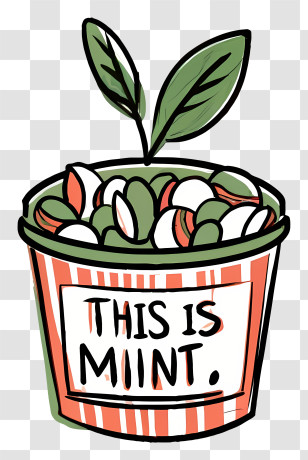 Black And White Drawing - Mint Plant In Pot Transparent PNG