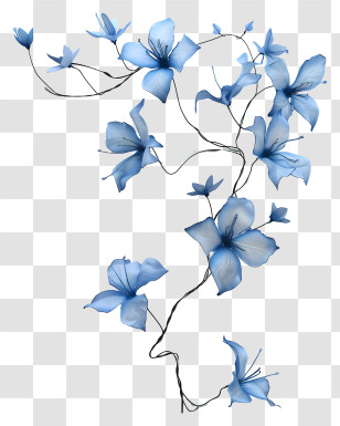 Blue Flower Vine - Branch Of Beautiful Blue Flowers Transparent PNG