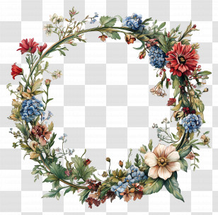 Bohemian Frame - Beautiful Flower Wreath Design Transparent PNG