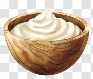 Cream - Cream In Wooden Bowl Transparent PNG