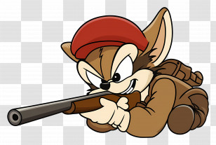 Shooting - Cartoon Mouse Hunter With Gun Transparent PNG