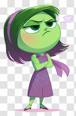 Disgust - Angry Green Cartoon Character Transparent PNG