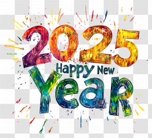 2025 Happy New Year - Colorful 2025 Happy New Year Illustration Transparent PNG