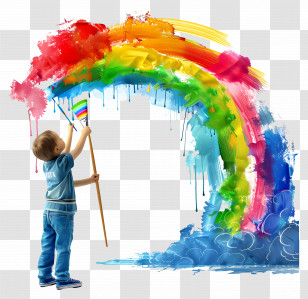 Kid - Child Painting A Rainbow Artwork Transparent PNG