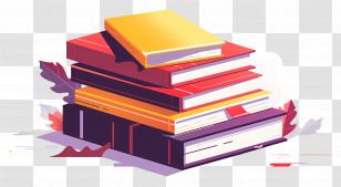 Books Icon - Stacked Books With Autumn Leaves Illustration Transparent PNG