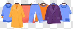 Clothes Rack - Colorful Clothes On Hangers Transparent PNG