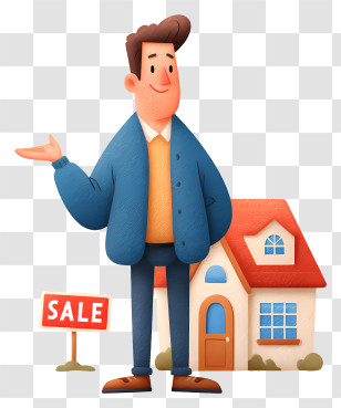 Man Promoting House For Sale - Real Estate Agent With House For Sale Transparent PNG