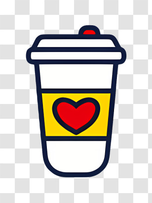Flat Design - Coffee Cup With Heart Illustration Transparent PNG