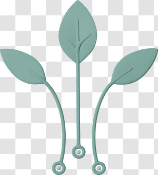 Teal Leaf - Three Minimalist Green Leaves Artwork Transparent PNG