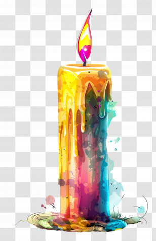 Candle - Colorful Artistic Candle With Flame Design Transparent PNG