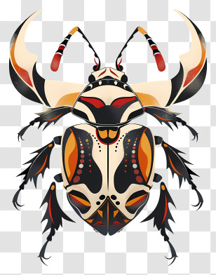 Tibetan Beetle - Artistic Ornamental Beetle Illustration Transparent PNG