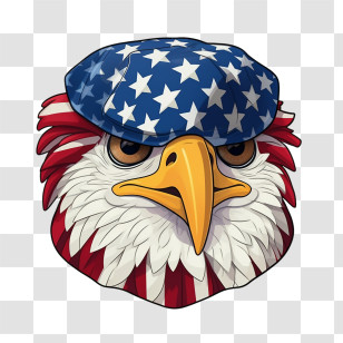 Fourth Of July
 - Patriotic Eagle Head With Hat Transparent PNG