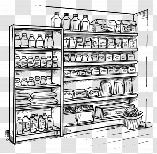 Grocery - Grocery Store Shelves With Products Transparent PNG