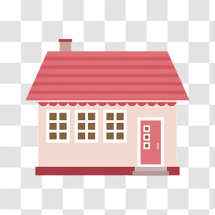 Small House - Simple House Illustration With Pink Roof Transparent PNG