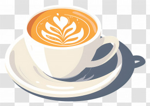 Cappuccino Coffee - Cup Of Coffee With Latte Art In Ceramic Mug Transparent PNG