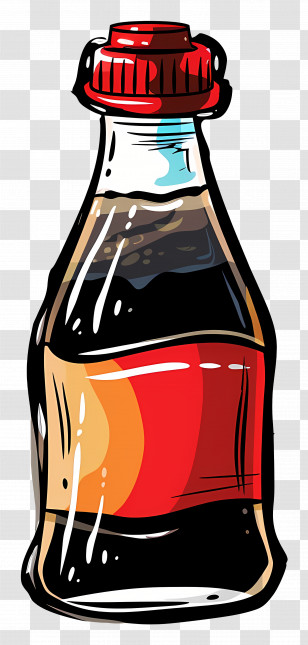 Soy Sauce - Cartoon Soda Bottle With Red Cap Transparent PNG