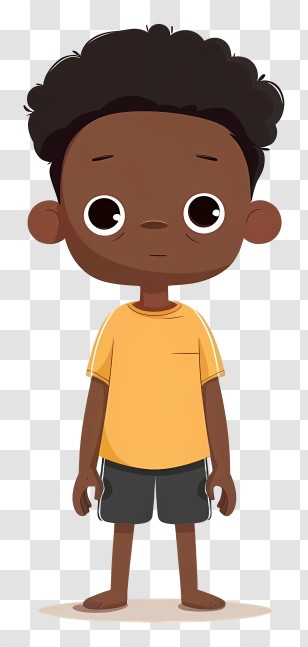 African Boy - Cartoon Boy In Yellow Shirt Transparent PNG